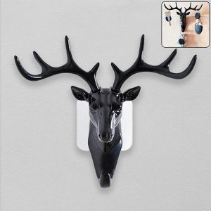 Deer Head Wall Hook | Multipurpose Self-Adhesive Antler Hanger for Bags, Coats & Decor