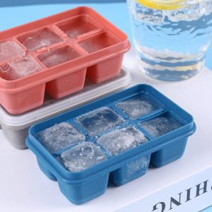 6-Grid Silicone Ice Cube Tray – Flexible, Non-Stick & Reusable Mould for Kitchen Use