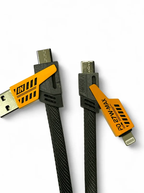 4 in 1 Fast Charging Cable 65W Type C & 27W Lightening, USB C Cable 4-in-1 USB Multi Charging Cable | Supports USB Type A to Lightening | USB Type A to Type C | Type C to Type C & Type C to Lightening Ports | Strong & Durable Nylon Braided Cable | Supported Devices All Android Smartphones, iPhones and Laptops [Premium] - Image 6