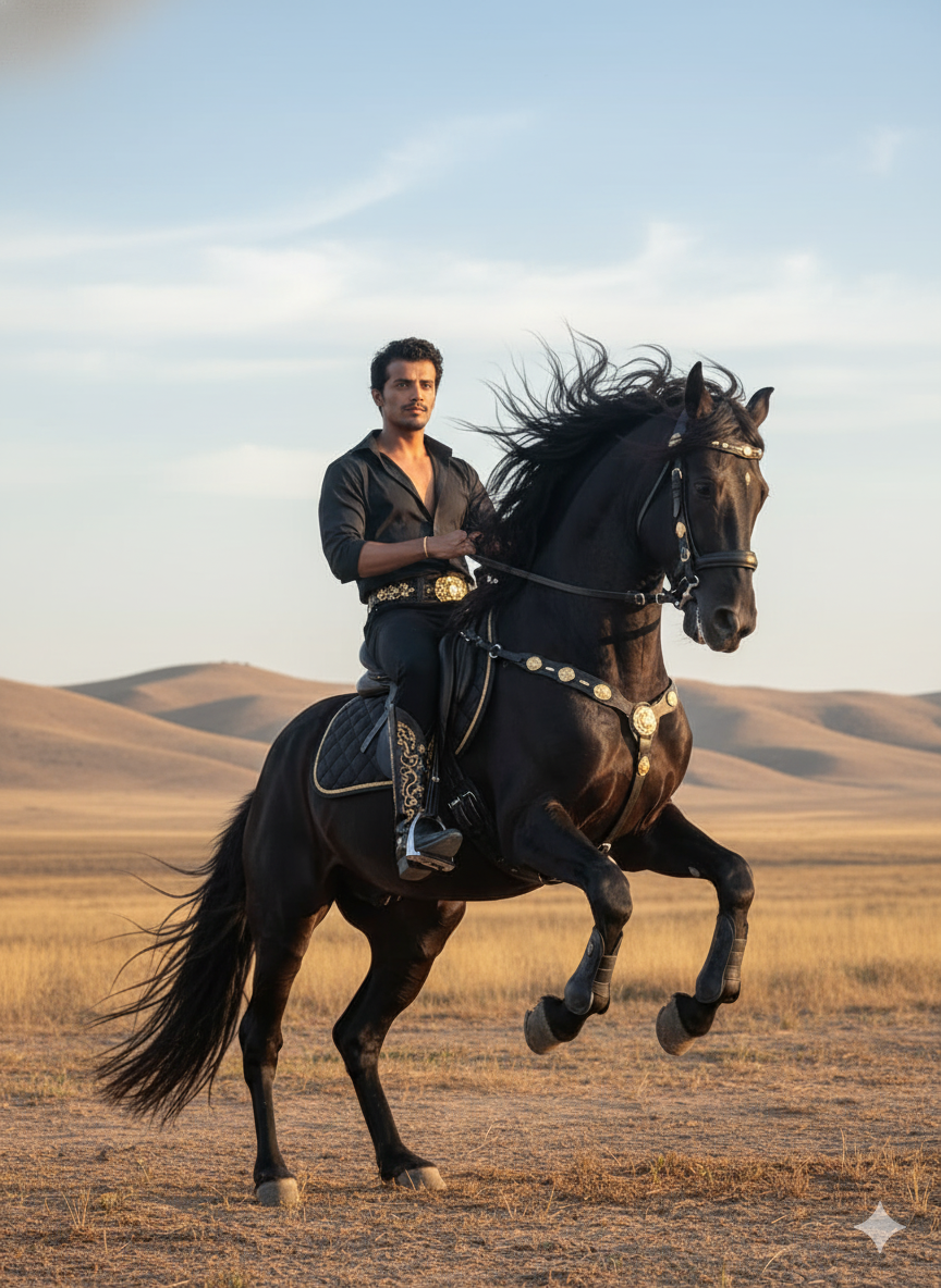 luxury lifestyle, black horse photography, fashion photography, male model photoshoot, cowboy fashion, designer boots, DSLR photography, 8k portrait, luxury men’s fashion, equestrian lifestyle, gold embroidery design, cinematic photography, premium style, horse riding photoshoot, western fashion, luxury menswear, desert photoshoot, elegance and power, fine art photography, high-end fashion shoot, majestic horse photo, black outfit style, professional portrait photography, artistic photography, aesthetic photography ideas, horseman style, stylish men’s outfit, luxury photography setup, royal photoshoot concept, fashion editorial photography.